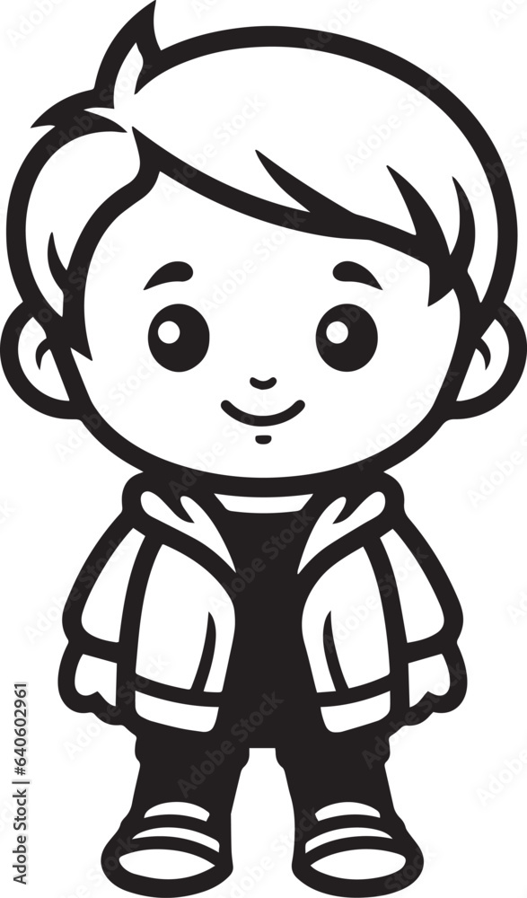 Obraz premium Little Boy icon, Funny cartoon kid face, Vector illustration, SVG