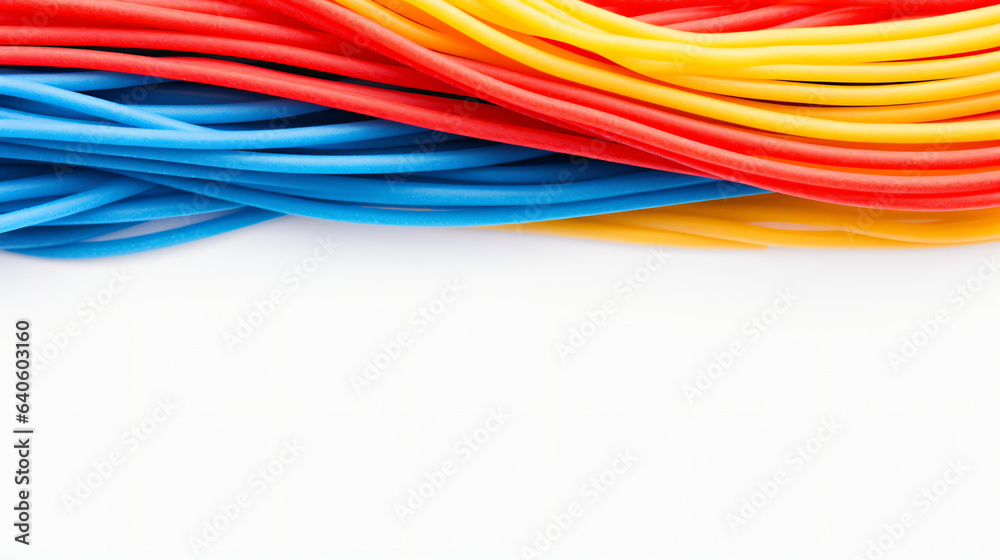 Colorful spaghetti tricolored isolated on white background