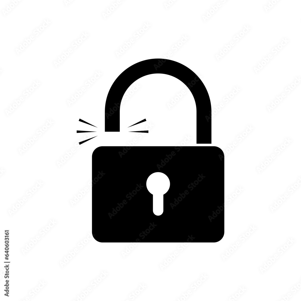 Unlocked Icon. Accessible, Opened Padlock Symbol - Vector. 