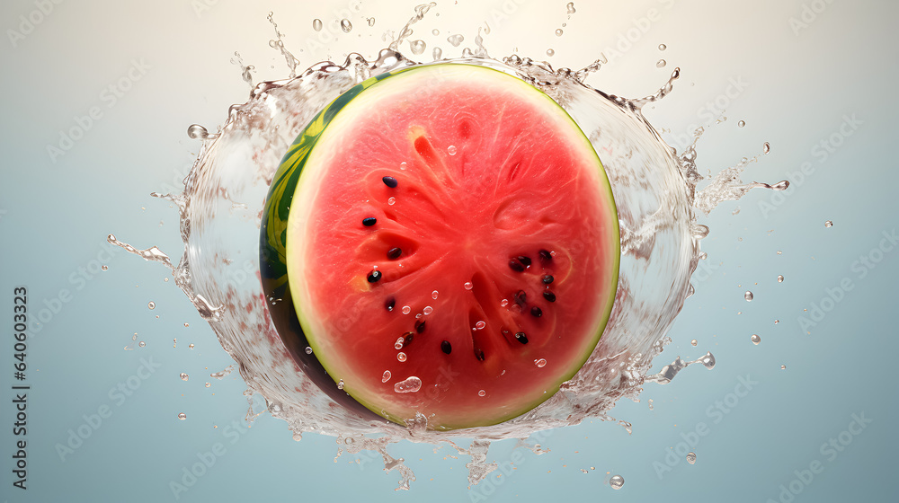 Slice of watermelon with drops. 