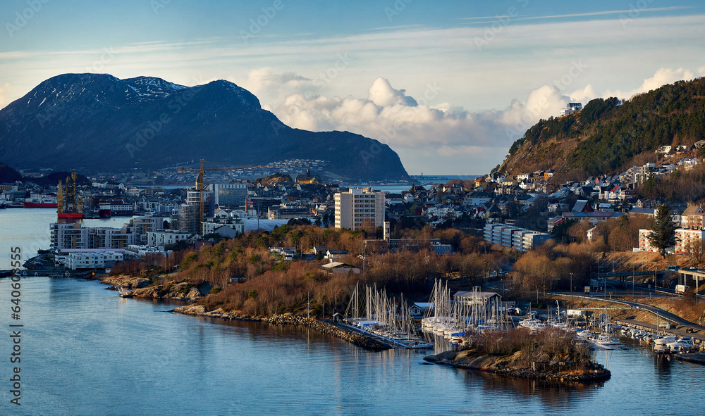 Fototapeta premium View towards Ålesund and Godøy in the background, Norway