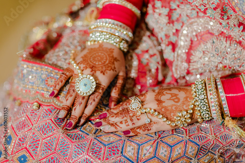 Henna art on woman's hand