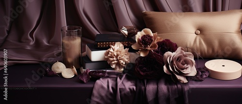 Lustrous gradients of champagne, bronze, and deep plum, creating a luxurious and sultry backdrop reminiscent of vintage glamour