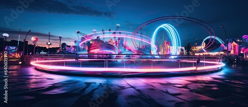 Mesmerizing spirals of indigo, midnight blue, and neon pink, capturing the hypnotic allure of a twilight carnival © Filip