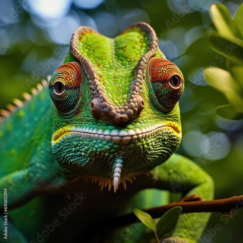 Chameleon in its Natural Habitat, Wildlife Photography, Generative AI