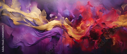 Rich burgundies and royal purples mingling with liquid gold streaks, painting an abstract tapestry of regal decadence photo