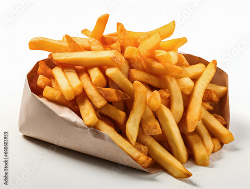 Bag of French fries white background