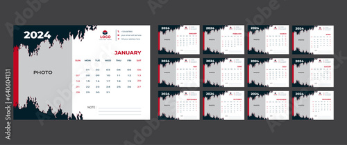 

Monthly calendar template for 2024 year,
Calendar 2024 week start Sunday corporate design planner template.
