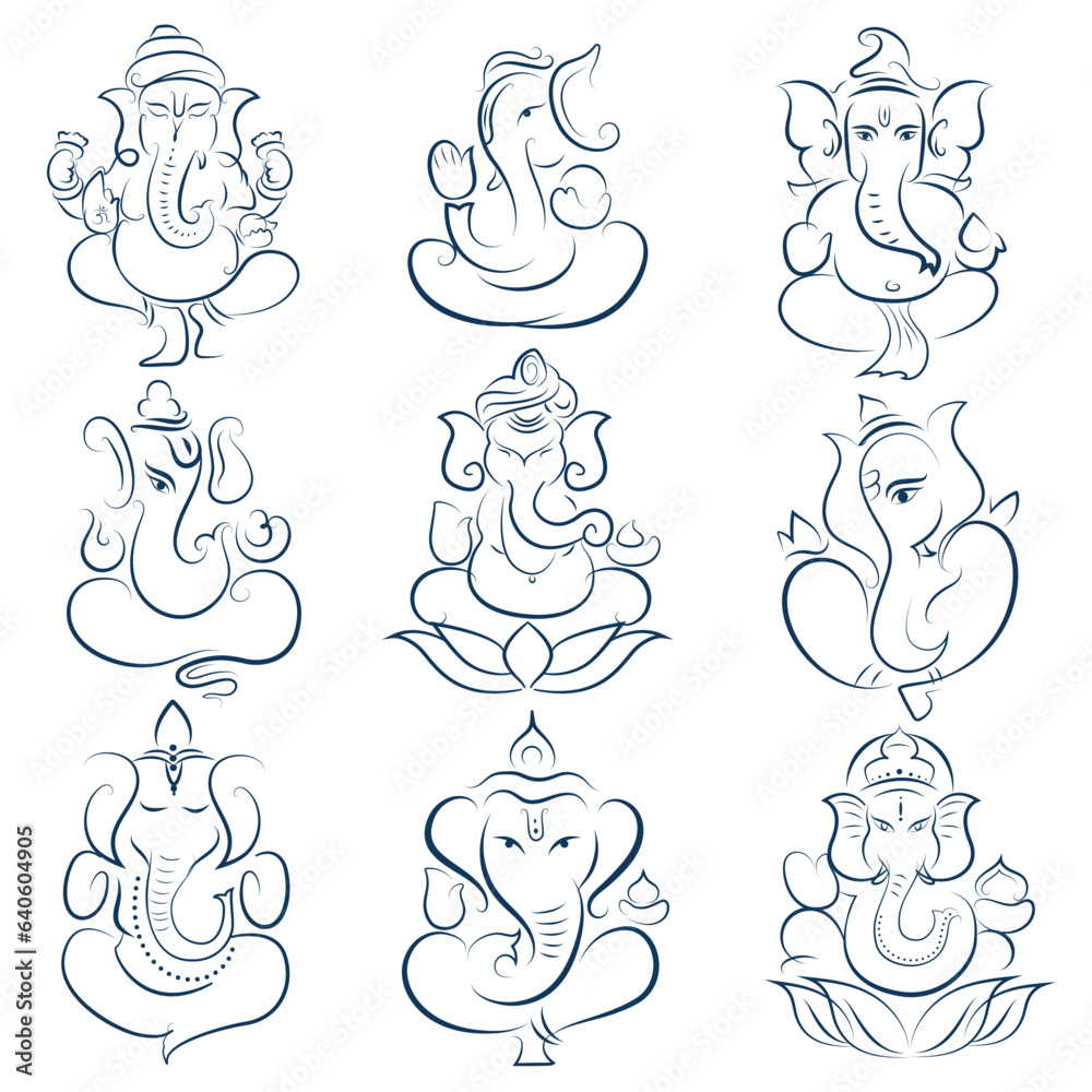 Lord Ganesha One Line Drawing Stock Vector (Royalty Free) 729041446 |  Shutterstock