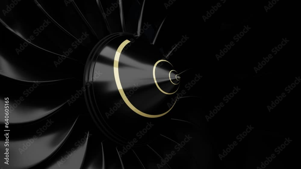 Rotating Jet Vector Rotating jet engine blades - 3D 4k animation (3840 x 2160 px) Stock ビデオ ...