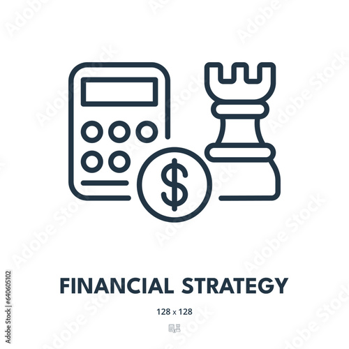 Financial Strategy Icon. Finance, Investment, Planning. Editable Stroke. Simple Vector Icon