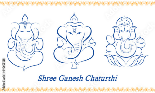collection of line art Lord Ganpati for Ganesh Chaturthi festival of India