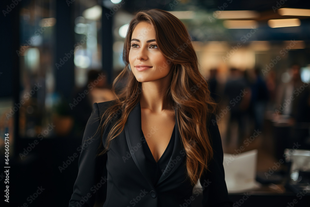 A handsome businesswoman in a office. A handsome businesswoman in a office.