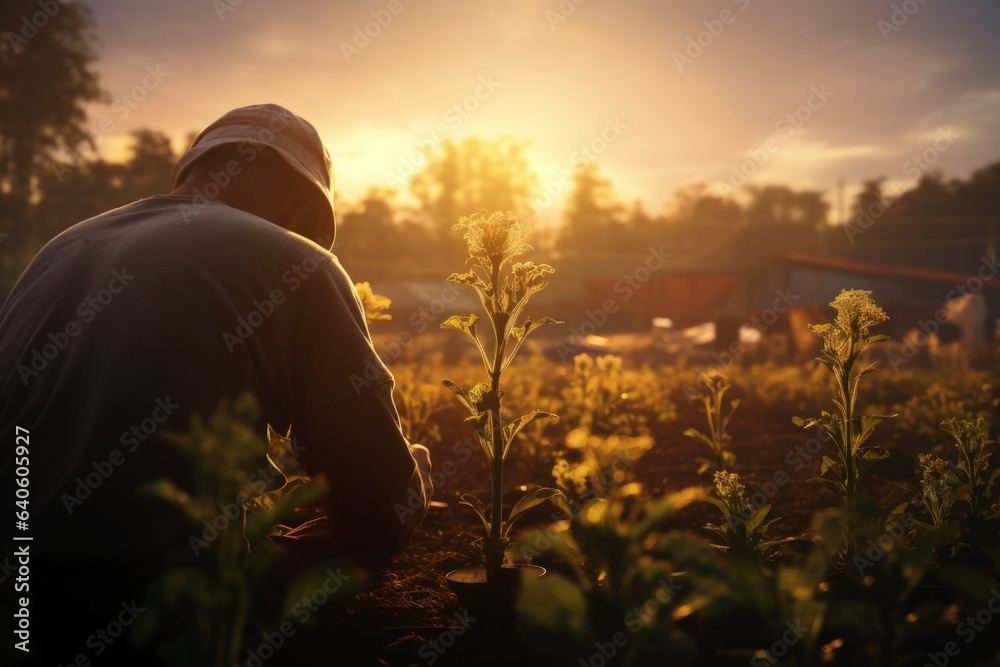 planting under sunset