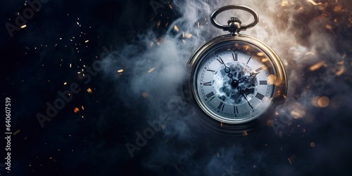 Burning alarm clock on fire background. Time is running out concept. 