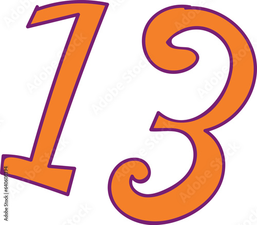 Hand drawn number 13