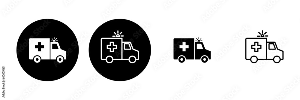 Ambulance icon set. ambulance truck icon vector. ambulance car Ambulance icon set. ambulance truck icon vector. ambulance car