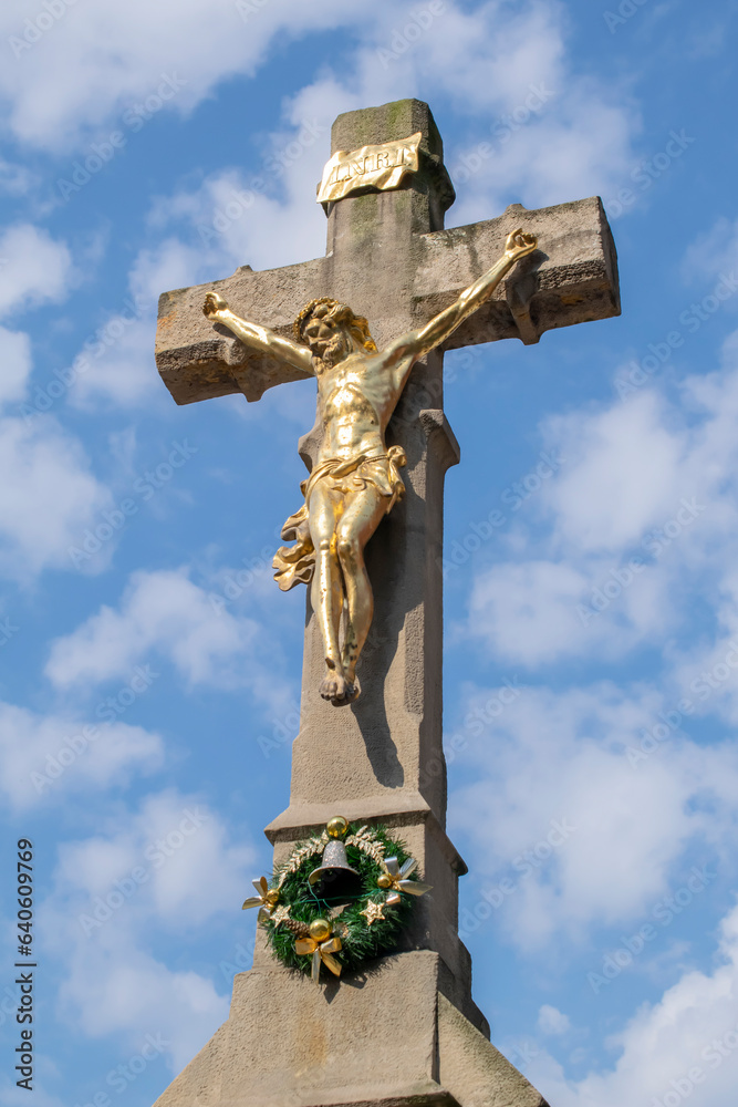 roadside catholic cross in poland