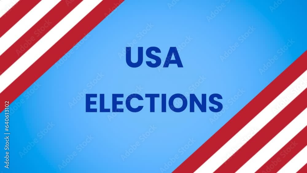 Animation of usa elections text over flags of america on blue background Animation of usa elections text over flags of america on blue background