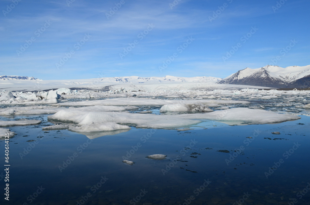 Blue Lagoon with Ice Flow and Snow Blue Lagoon with Ice Flow and Snow