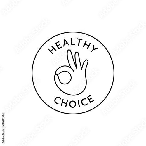 Vector  badge and logo design template for healthy food packaging - dietary and organic products, healthy choice