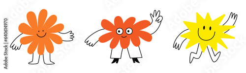 Vector logo design template and graphic elements for advertising, branding, posters and banners, funny cartoon illustrations with smiling character and mascots, abstract stickers and line icons

