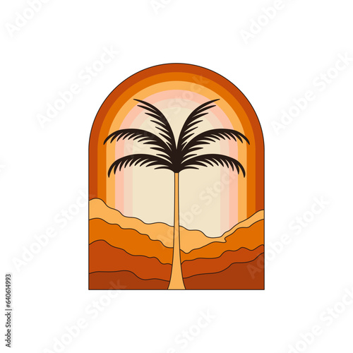 Vector logo design template with palm tree - abstract summer and vacation badge and emblem for holiday rentals, travel services, tropical spa and beauty studios..