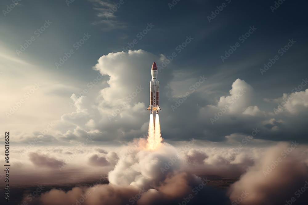 Grenzenlose Entdeckung: Rakete hebt ab ins Weltall Grenzenlose Entdeckung: Rakete hebt ab ins Weltall
