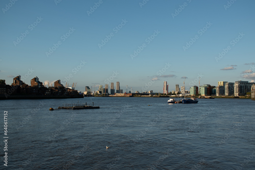 Looking towards London along the River Thames from Greenwich