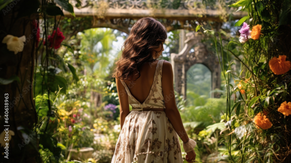 Nature's Serenade: Graceful Woman in a Botanical Haven, Generative AI Nature's Serenade: Graceful Woman in a Botanical Haven, Generative AI