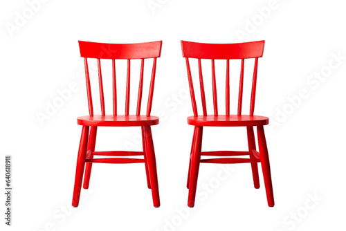 Red Dining Chair Isolated on Transparent Background - Generative AI