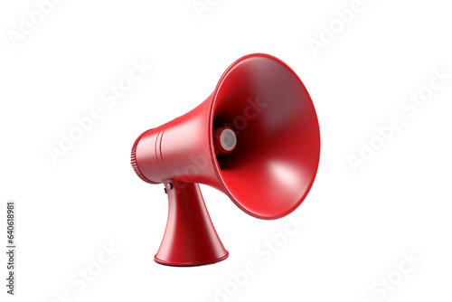 3D Red Megaphone Isolated on Transparent Background - Generative AI © Yasir