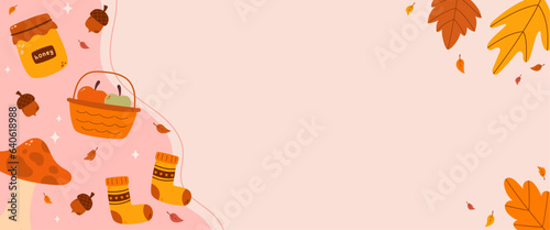 Flat autumn banner vector illustration