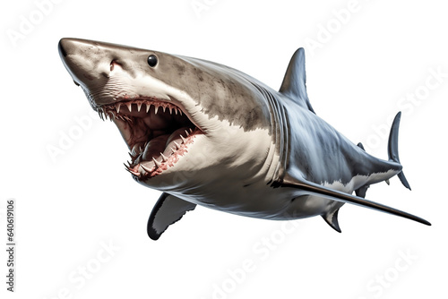 Megalodon Shark with Sharp Teeth Isolated on Transparent Background - Generative AI