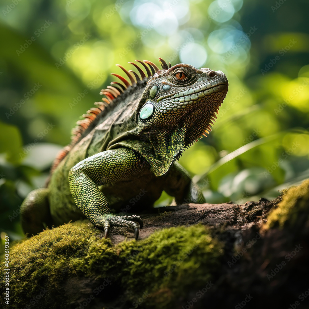 Iguana in its Natural Habitat, Wildlife Photography, Generative AI Iguana in its Natural Habitat, Wildlife Photography, Generative AI