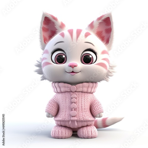 3d rendering. The character is a cute kitty cat