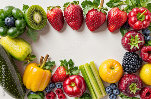 Fresh Harvest Showcase: Colorful Fruits and Veggies Framed