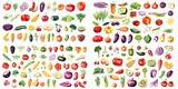 watercolor style illustration of cute fresh vegetable collection set, Generative Ai