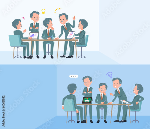 脳内会議をするビジネス社長男性のセット