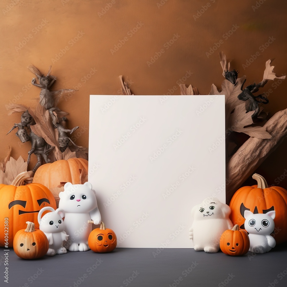 Fototapeta premium Halloween party elements with frame