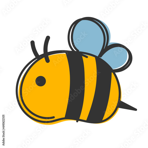 cute bee logo icon flat vector illustration abstract clipart isolated on white background