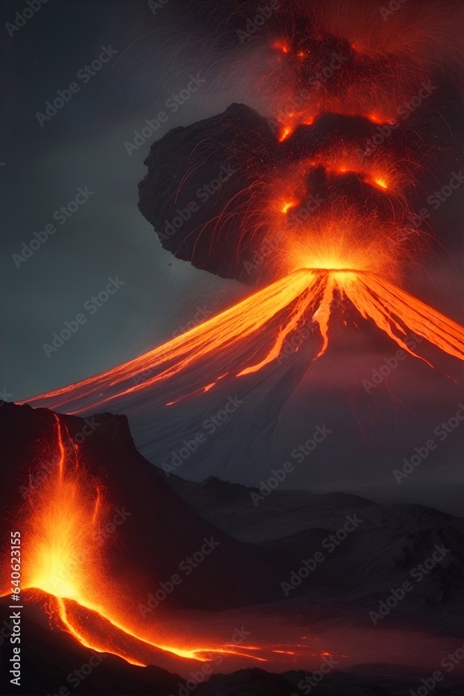 Nuclear bomb explosion. AI generated illustration