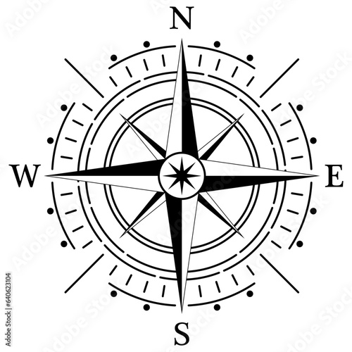 Canvastavla Kompass Rose Vektor mit vier Richtungen