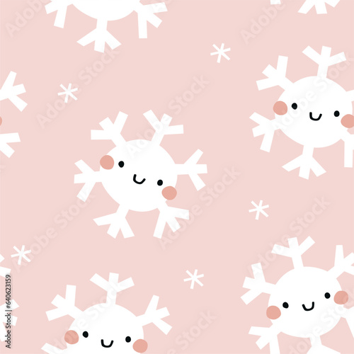 Winter snowflakes seamless pattern. Cute repeat design.