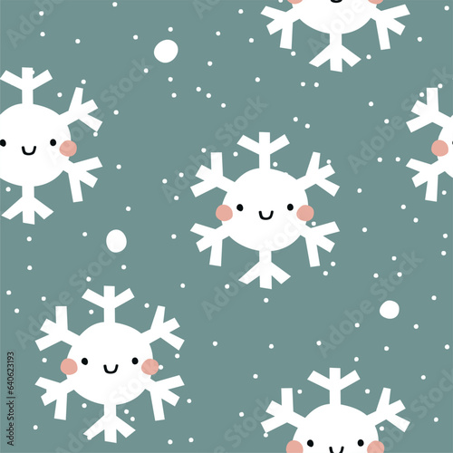 Winter snowflakes seamless pattern. Cute repeat design.