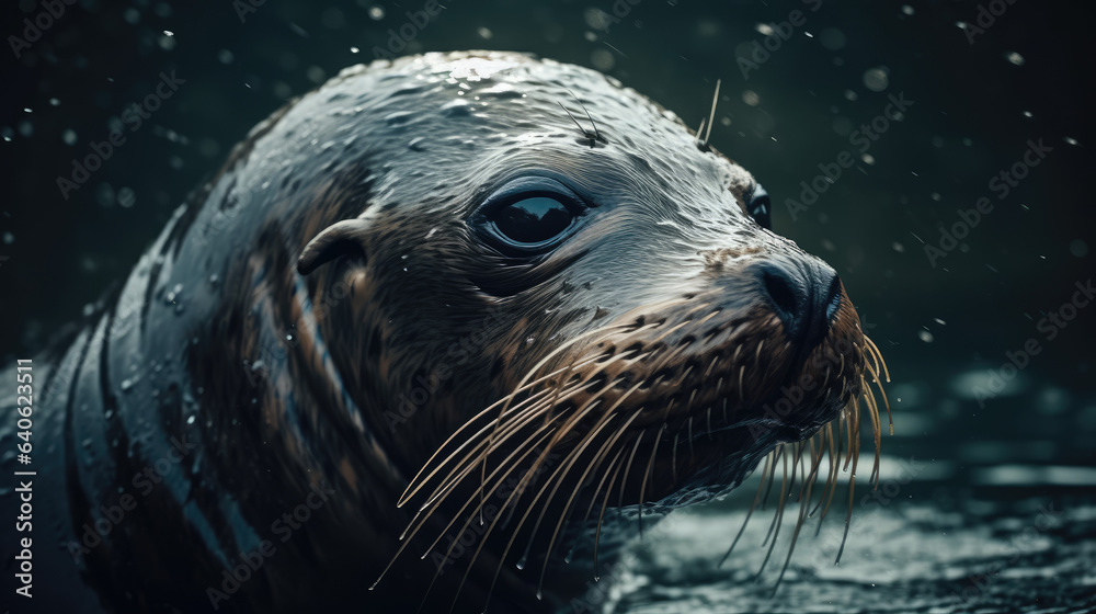 Fototapeta premium A beautiful shot of a sea lion seal.