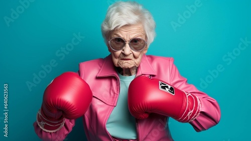 senior woman with boxing gloves © Karen
