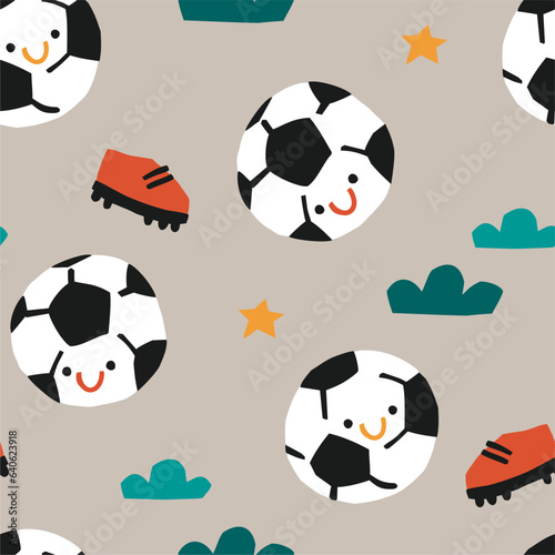 Seamless football kids pattern.
