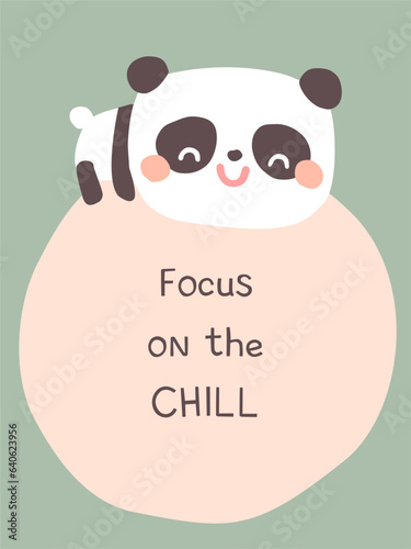 Cute hand drawn nursery vector illustration with funny panda bear ideal for card, poster, wall art. 
