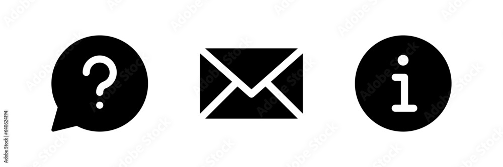 Contact us icon set. Web icons , chat, message, mail, envelope, info, ask, question, website, icon - Contact information icons for client or customer support and service icons Contact us icon set. Web icons , chat, message, mail, envelope, info, ask, question, website, icon - Contact information icons for client or customer support and service icons